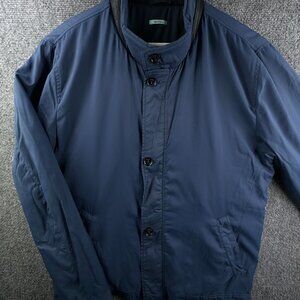 Peter Millar Large Blue Men’s Windbreaker Jacket Turkey Made Full Zip Buttons
